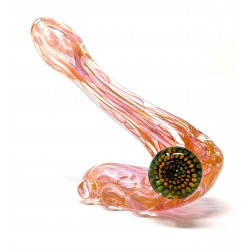 6" Gold Fumed Multi Marble Standing Sherlock Hand Pipe - [STJ74]